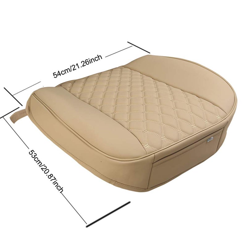 Black Panther 1 Pair of PU Car Seat Covers, Full Wrapping Front Bottom Seat Protector Compatible with 95% Vehicles, Anti-Slip (W 21.26''Ã—D 20.86â€), Beige - Image 4